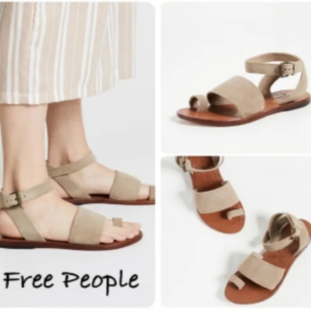 Free People Womens Torrence Suede Lace Up Taupe Sandals shoes sz 39/8.5-9